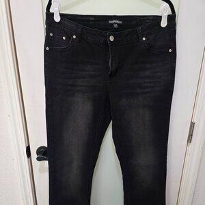 🖤 Harper & Ivy Black Bootcut Jeans – Size 15 – Embellished Back Pockets! ✨